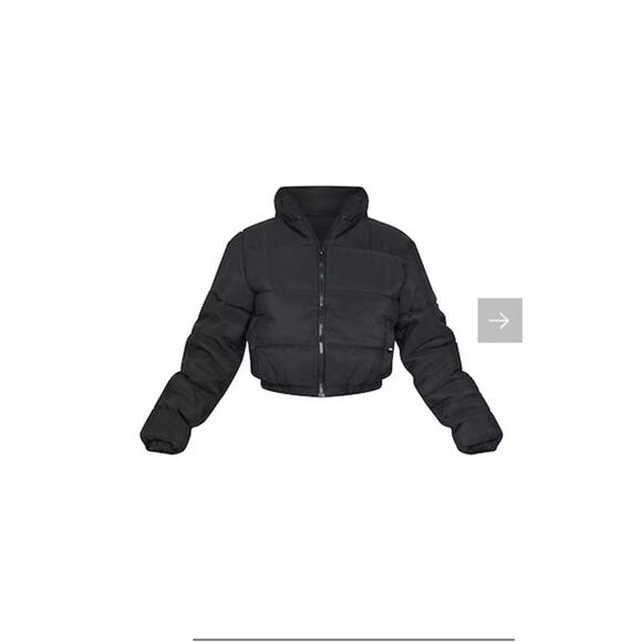 Pretty Little Thing Black Cropped Bubble Puffer NWT Size 12 - Picture 5 of 5